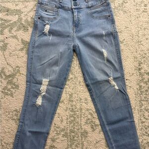 High Rise Distressed Denim Jeans